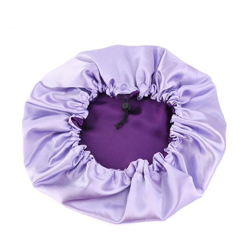 Double-Sided Sleeping Hat Adjustable Nightcap Bathing Hat Girl Sleep Protector Tool