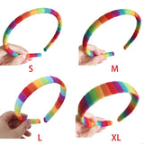 49MB Women Girls Autumn Winter Plush Headband Rainbow Colorful Striped Elastic Hair Hoop Festival Party Wash Face Styling