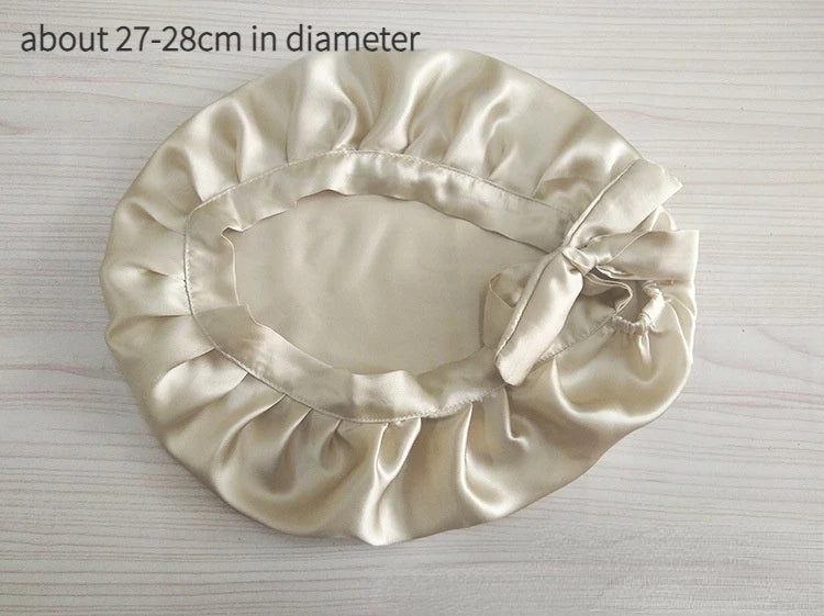 Pure Silk Hair Bonnets For Women Sleeping Cap Luxury Natual Silk Sleep Cap Night Bonnet Caps Hair Protection Turban Head Wraps