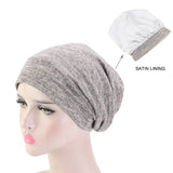 Women Men Sleeping Hat Baggy Beanie Satin Lined Night Unisex Sleep Cap Hair Care Bonnet Hair Loss Nightcap Pullover Hat Headwear