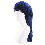 Women long Oversized Elastic Satin Bonnet Sleeping Cap With Ribbon Breathable Sleeping Cap Turban Sleep Headwear Bandanas