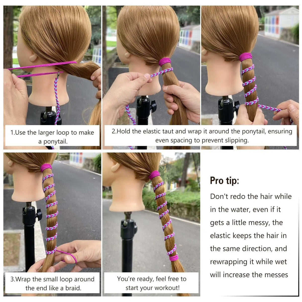 Elastic Hair Ties Ponytail Holders Colorful Gym Sports Hair Bands Spiral Long Pony Tial Wrap for Women Thick Hair for Wind Water