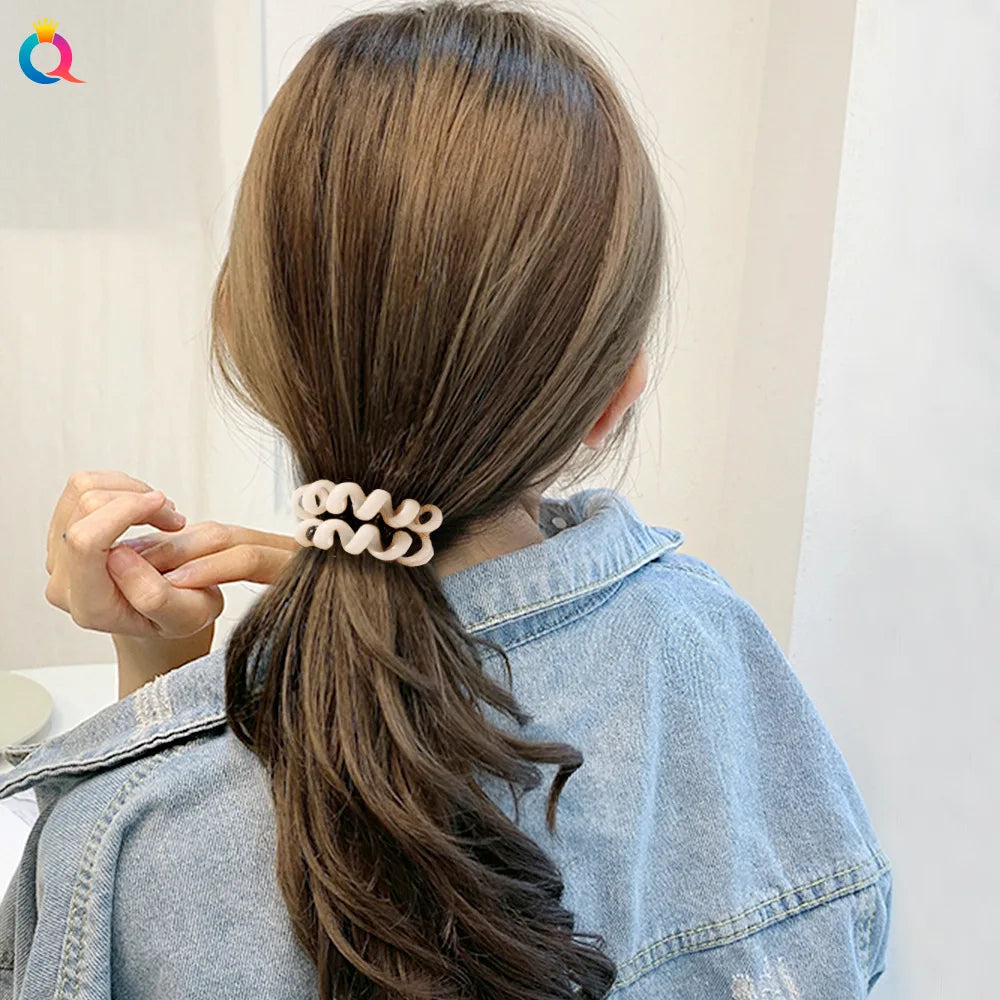 High Elasticity Telephone Coil Hairbands Women Spiral Hair Ties Girls Hair Rings Rope Solid Color Hair Accessories Gum Scrunchy