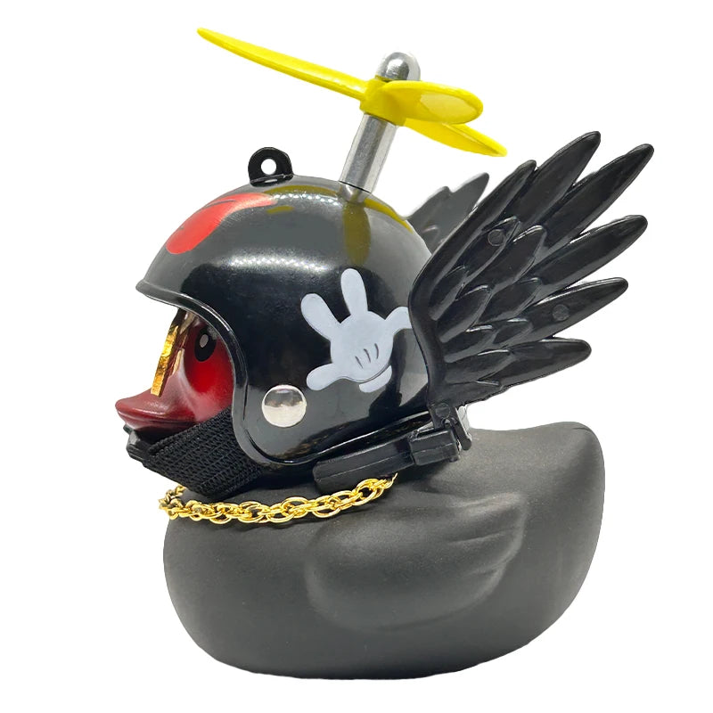 Rubber Duck Toy Car Ornaments Yellow Duck Car Dashboard Decorations Motor Accessories Yellow Duck Ornaments with Helmet for Bike
