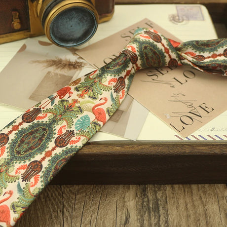 Fashion 8CM Wdith Brown Neckties Vintage Retro Flower Printed Ties For Adult Mens Casual Daily Neckwear Wedding Party Cravate