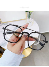 Blue Light Blocking Eye Protection Myopia Eyeglasses Fashion Double Beam Metal Glasses Women Trend Retro Plain Face Eyewear Men