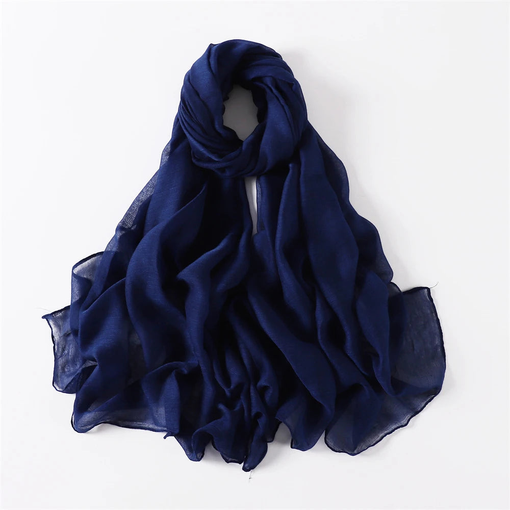 New Cotton Linen Scarf For Women Girls Students Autumn Classic Solid Color Scarves Retro Soft Foulard Viscose Female Wrap Shawls