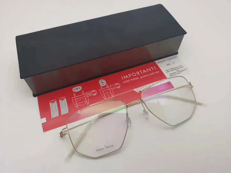Denmark Brand Titanium Glasses Frame Men Women Double-Beam Square Eyewear Screwless Handmade Eyeglasses Frames Edwin Oclus De
