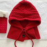 New Knitted Balaclava Hats For Women Hooded Caps Outdoor Winter Warmer Drawstring Hat One-Piece Neck Collar Cycling Beanies Caps