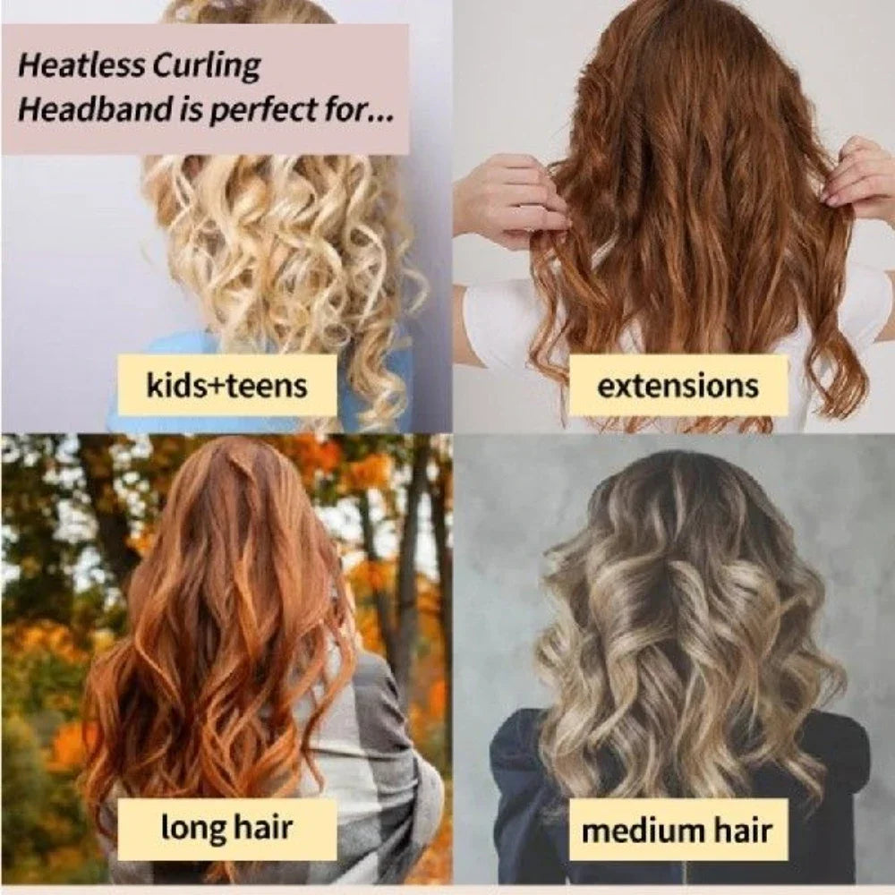 Heatless Hair Curler No Heat Silk Satin Rod Wave Hair Curler Soft Hair Rollers Sleeping Headband Ribbons Overnight Curls Curling