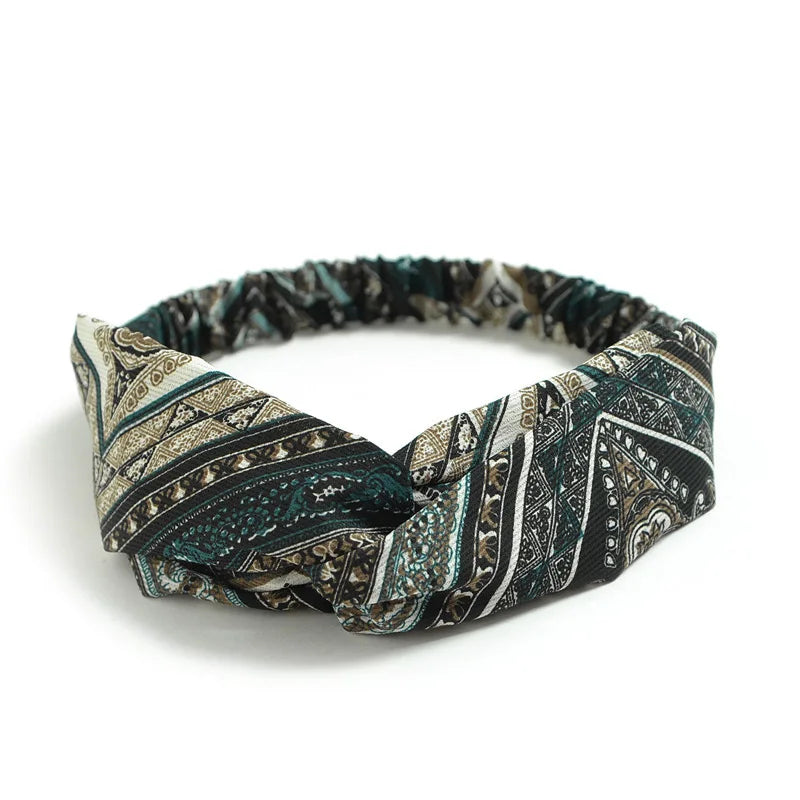 Fashion WomenFloral Headband Hair Accessories Leopard Cross Knotted Bow Chiffon Hair Band Girls Headdress Ladies Hoop Headwear