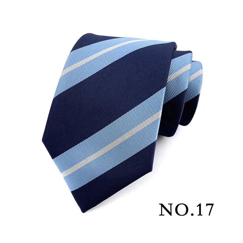 New 8cm Mens Tie Striped Patterned Man Necktie Neck Tie Jacquard Woven Ascot Cravat Neckwear For Gentleman Wedding  Party