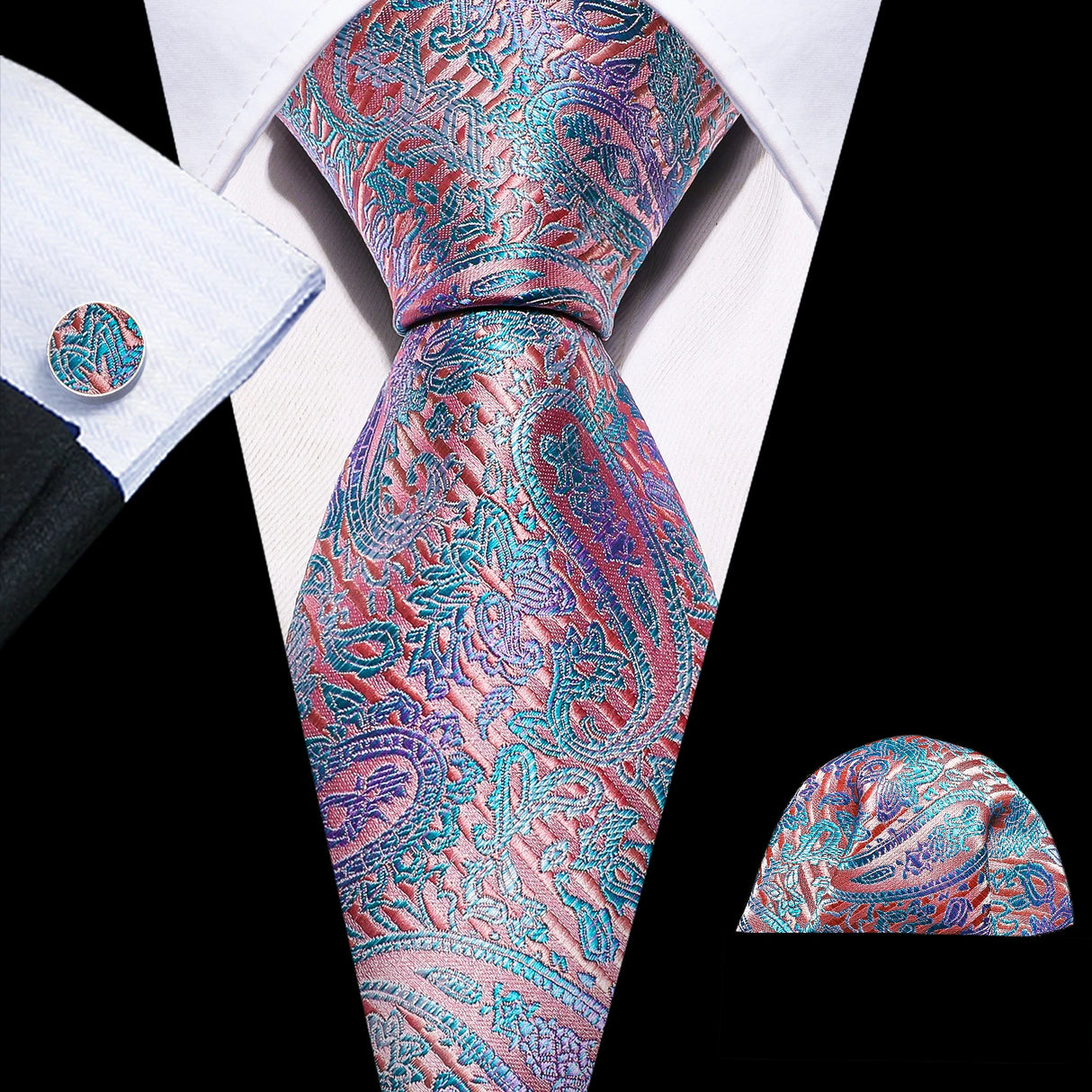 Male Gift Silk Men Tie Set Purple Violet Solid Paisley Striped Wedding Business Tie for Man Necktie Handky Cufflinks Barry.Wang