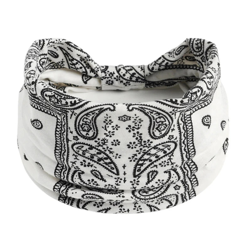 Wide Printed Bandanas Hairbands Boho Knot Turbans Yoga Elastic Head Wrap Women Headband Headwear Fashion Hair Band Accessories