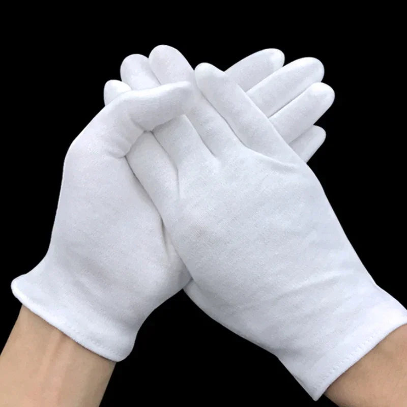 1-20pairs White Cotton Work Gloves Dry Hands Handling Film SPA Gloves Ceremonial High Stretch Gloves Household Cleaning Tools