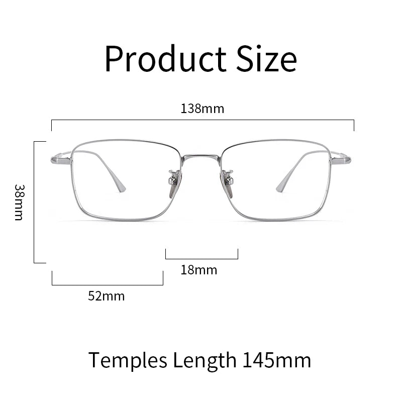 Xbora Men's Ultra-Light Pure Titanium Glasses Frame Business Square Flexible Optical Women's Prescription Eyelasses 1908