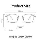 Xbora Men's Ultra-Light Pure Titanium Glasses Frame Business Square Flexible Optical Women's Prescription Eyelasses 1908