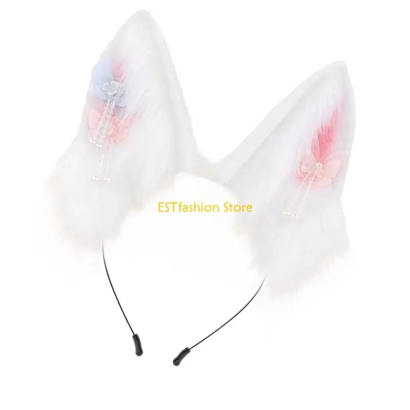 Y5GC Bendable Cats Ear Hairband Plush Animal Ear Hairband For Anime Enthusiasts Roleplay and Halloween Party DressingUp Props