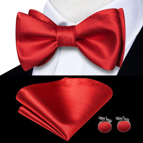 Hi-Tie Silk Mens Self Bow Tie Hanky Cufflinks Set Blue Red Gold Black White Male Jacquard Butterfly Knot Bowtie Wedding Business