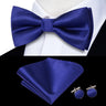 Dropshipping Solid Silk Mens Bow Tie Hanky Cufflinks Set Pre-tied Butterfly Knot Bowtie Wholesale for Male Wedding Business