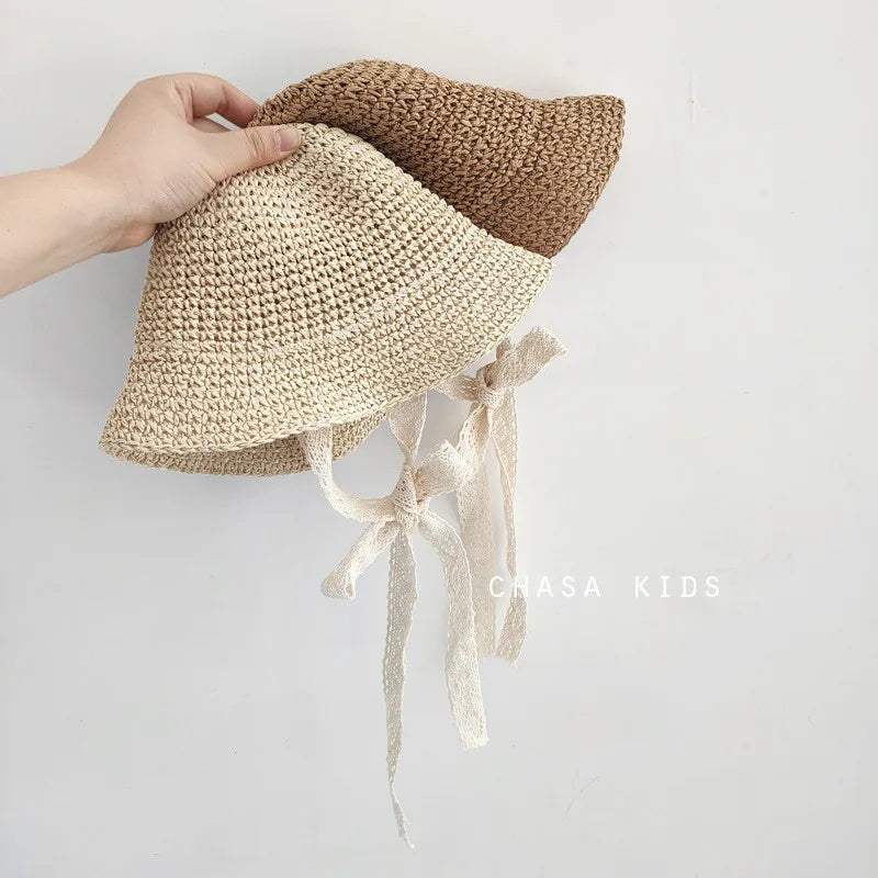 Children's Summer Hat Sunshade Lace Straw Baby Girl Cap Girls Baby Sunscreen Beach Hat