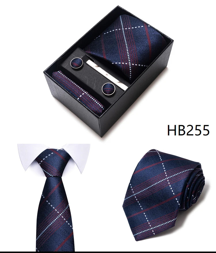 Tie For Men Brand New Style Wedding Gift Tie Pocket Squares Set Necktie Box Men Black Suit Accessories