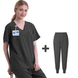 New Scrubs Set Medical Uniforms Stretch Scrub Tops with Pocket Pants Nurse Uniform Doctor Surgery Overalls Beauty Salon Workwear