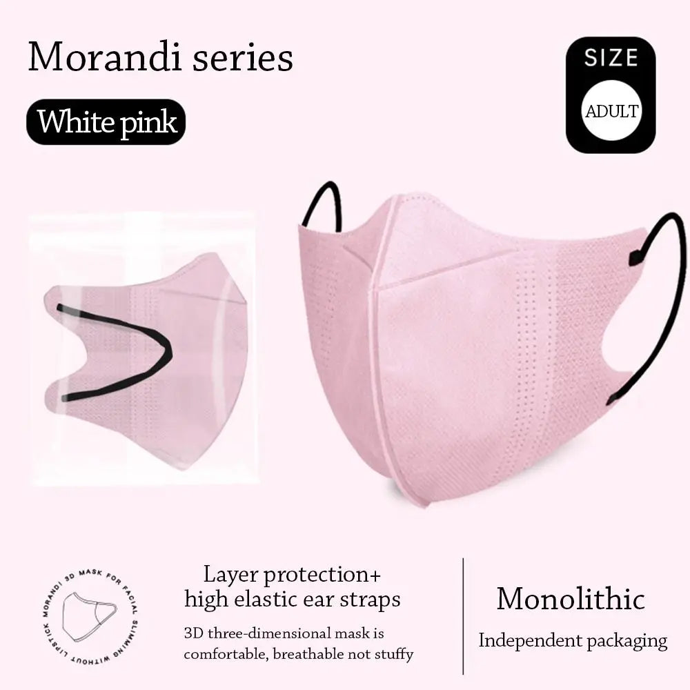 10Pcs Fish Mask Summer Slim Edition Adult Morandi 3 Layer Approved Face Masks Respirator Masque