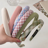 Spring Summer Women Colorful Head Hoop Princess Girls Sweet Plaid Cloth Headbands for Children Daily Headpiece Hair Accessories