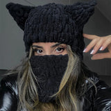 Winter Cartoon Knitting Hat Cute Animal Ear Cosplay Hat Outdoor Sport Hat Woolen Caps Windproof Headwear Balaclava Photo Props