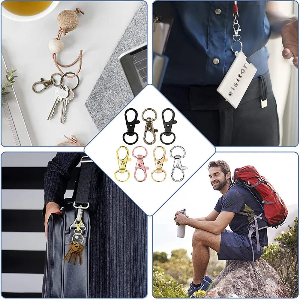 100PCS Swivel Clasps Lanyard Snap Hooks with Key Rings Key Chain Clip Hooks Lobster Claw Clasps for Keychains Jewelry DIY Crafts