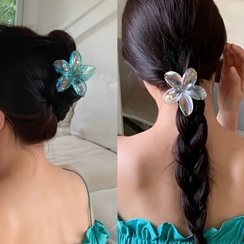 Hairpin Flower Hair Clip Cute Grab Clip Plastic Large Hair Claw Beach Headwear Hair Accessories Transparent Hair Clip Female