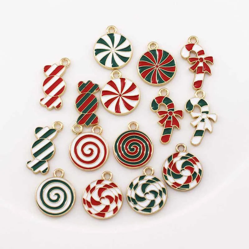XIYAWANG 10Pcs Christmas Tree Decoration Christmas Candy Cane Lollipops Red and White Candy Pendants Home Decor New Year Navidad