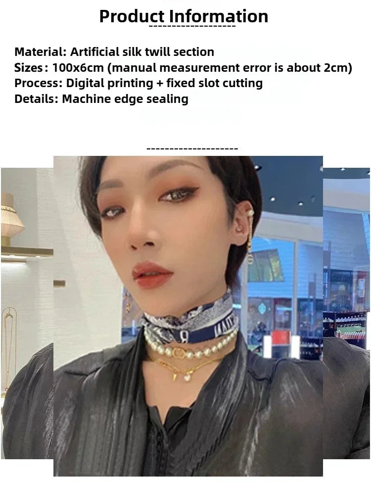 Women's Daily Wear Headbands Bags Handles Silk Scarves Simulated Silk Streamers French Versatile Headbands Scarves Gifts