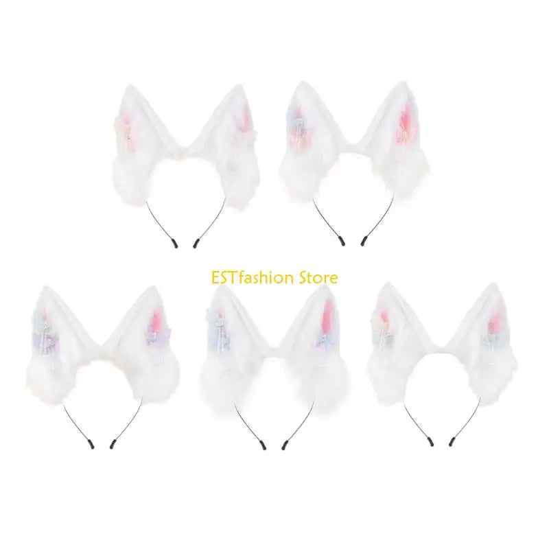 Y5GC Bendable Cats Ear Hairband Plush Animal Ear Hairband For Anime Enthusiasts Roleplay and Halloween Party DressingUp Props