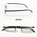 Men Women Metal Blue Light Blocking Reading Glasses with Case TR90 Half Frame HD Prescription Eyewear Presbyopia Diopter