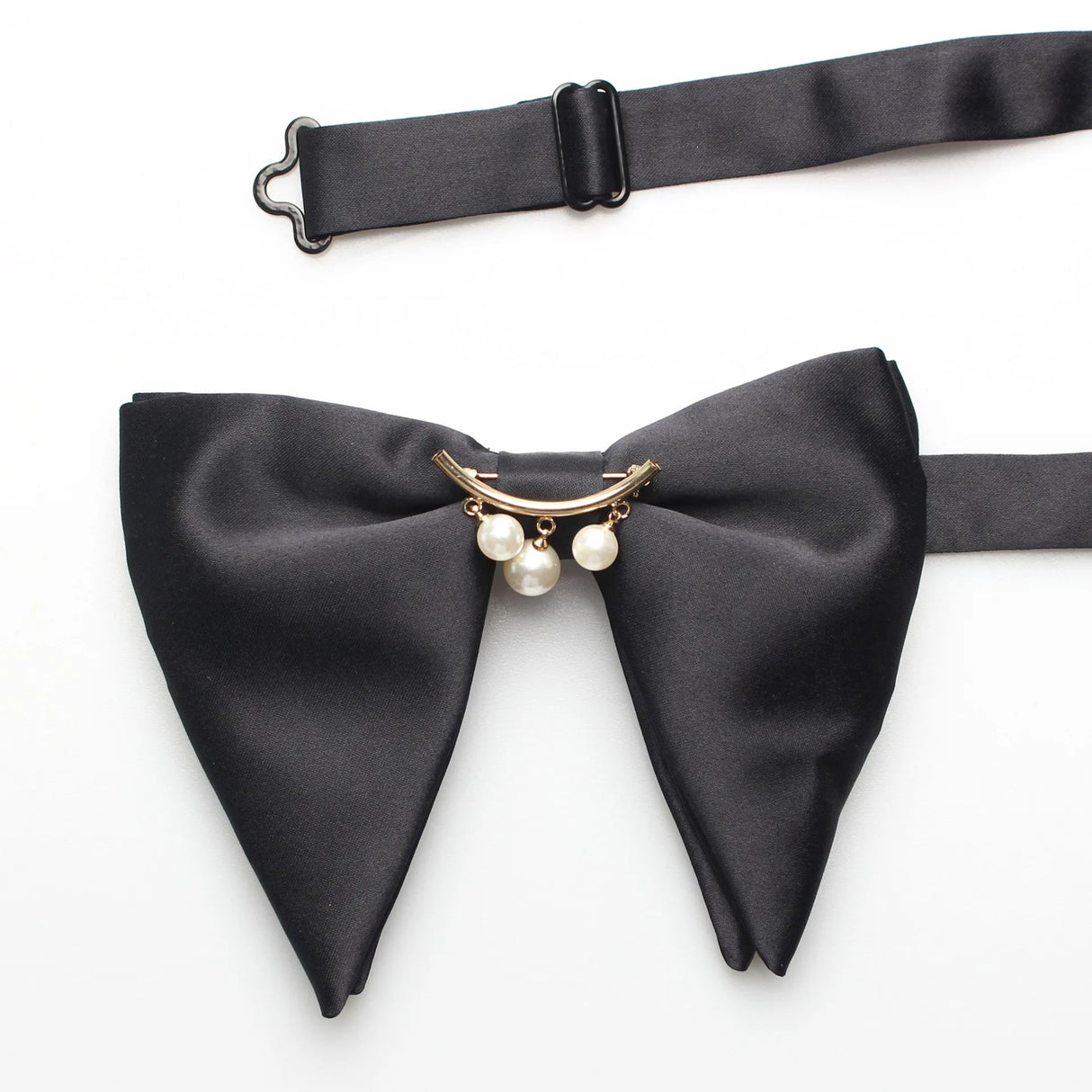 New Mans Black Bow Luxurious Polyester Horn Bow Tie With Pearl Chain Brooch For Bussiness Wedding Party Tuxedo Accessories Ties