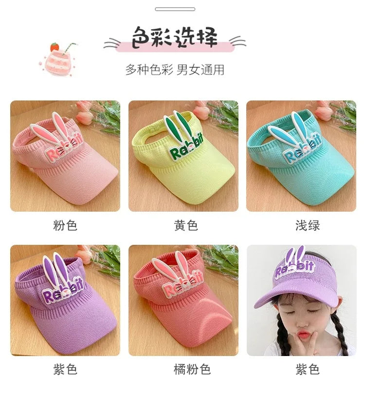 2023 New Kids Sun Hats Children Summer Visors Cute Rabbit Wings Bunny Hat Summer Hat for Kids Boys Girls Hats 3-12years Old