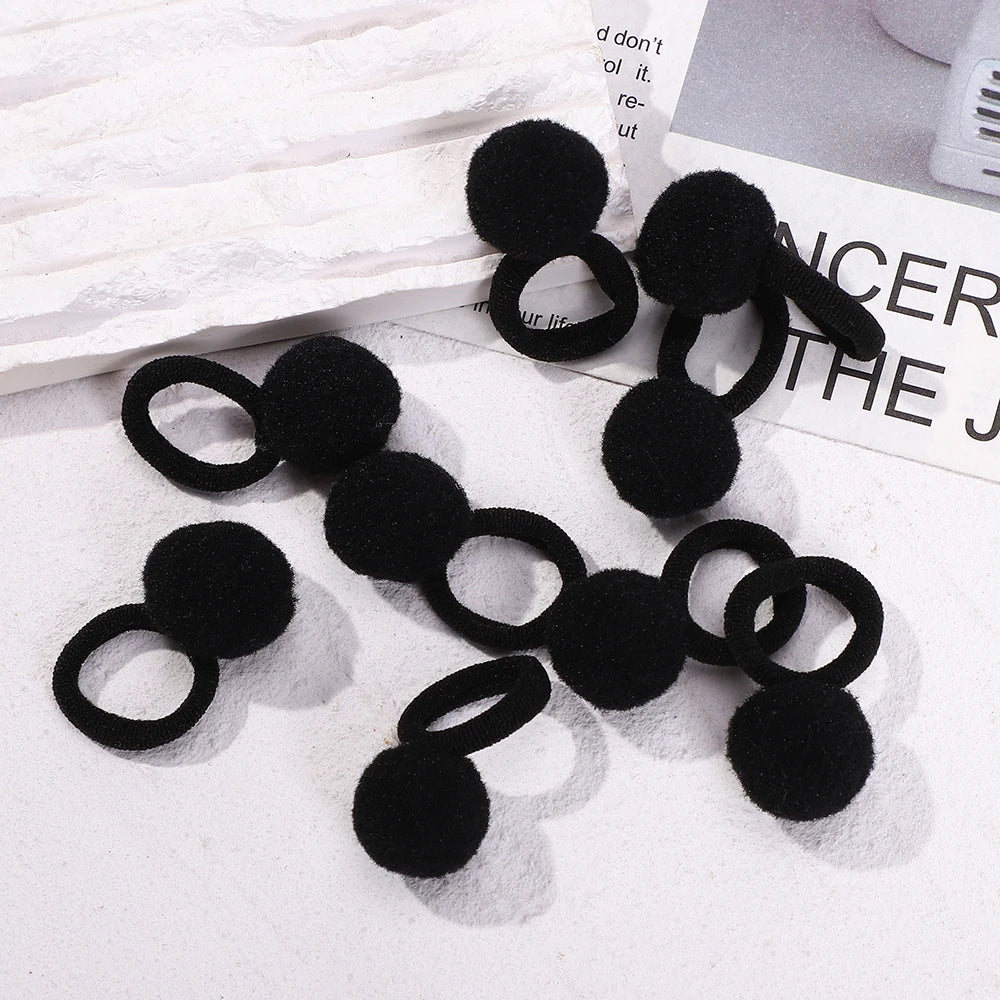20pcs Kids Elastic Hair Bands Girls Plush Ball Rubber Band For Children Sweets Scrunchie Hair Ties Clip Baby Hair Accessories