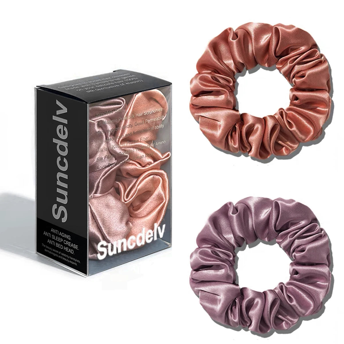 2PCS 3.5CM Mulberry Silk Scrunchies Women Grils Hair Ties for Hair Sleep No Damage Hairband Curly Hair Elastics Ponytail Holder