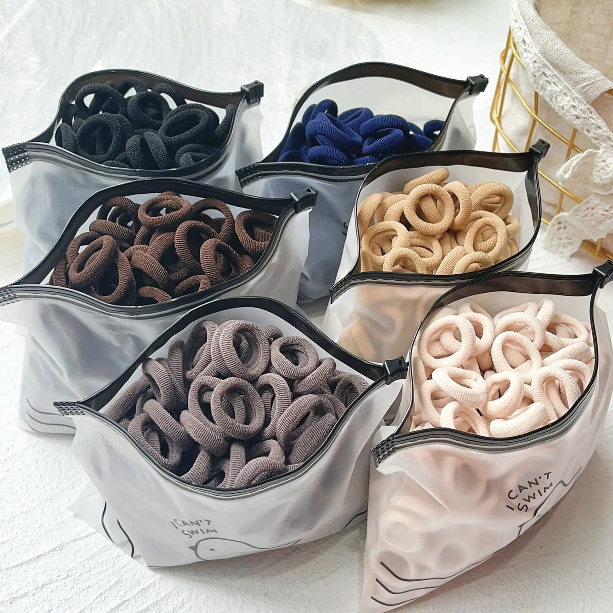 50PCS Colorful Basic Nylon Ealstic Hair Ties for Girls Ponytail Hold Scrunchie Rubber Band Kid Fashion Baby Hair Accessories