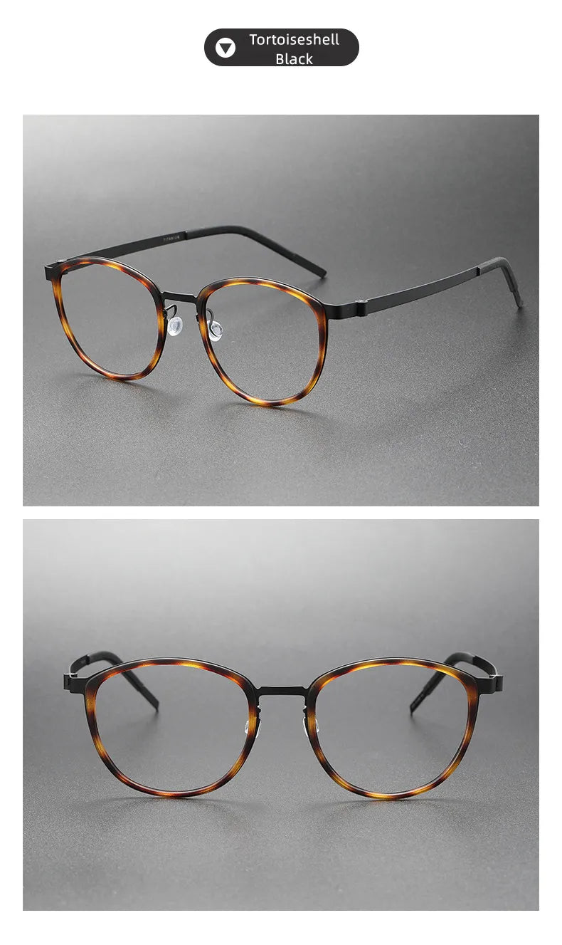 2023 Titanium Glasses Frame for Men Women Vintage Round Myopia Optical Eyewear Screwless Prescription Eyeglasses Frame Spectacle