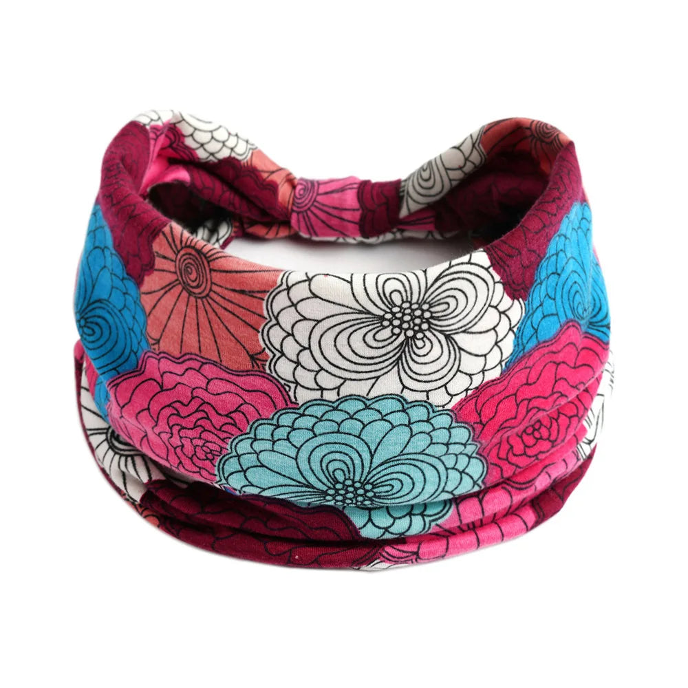Boho Headbands For Women Fashion Stretch Wide Hair Bands Knoted Turban Yoga Sweatband Elastic Head Bands Stylish Wrap Headbands