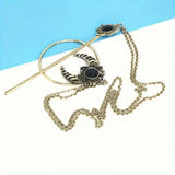 New Exquisite Fashion Retro Viking Witch Cane Crescent Hair Clip Metal Hair Accessories Women'S Jewelry Accessories Wholesale
