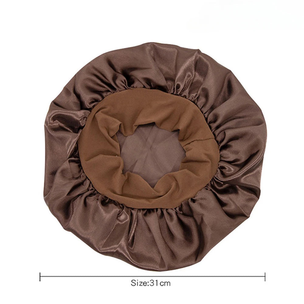 Adjust Solid Satin Bonnet Hair Styling Cap Long Hair Care Women Night Sleep Hat Silk Head Wrap Shower Cap Hair