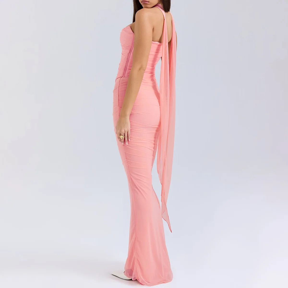 Suninheart Elegant 2 Pieces Dress Set with Scarf Women Fashion Matching Sets Sexy Cropped Top and Long Dress Set Casual Dress