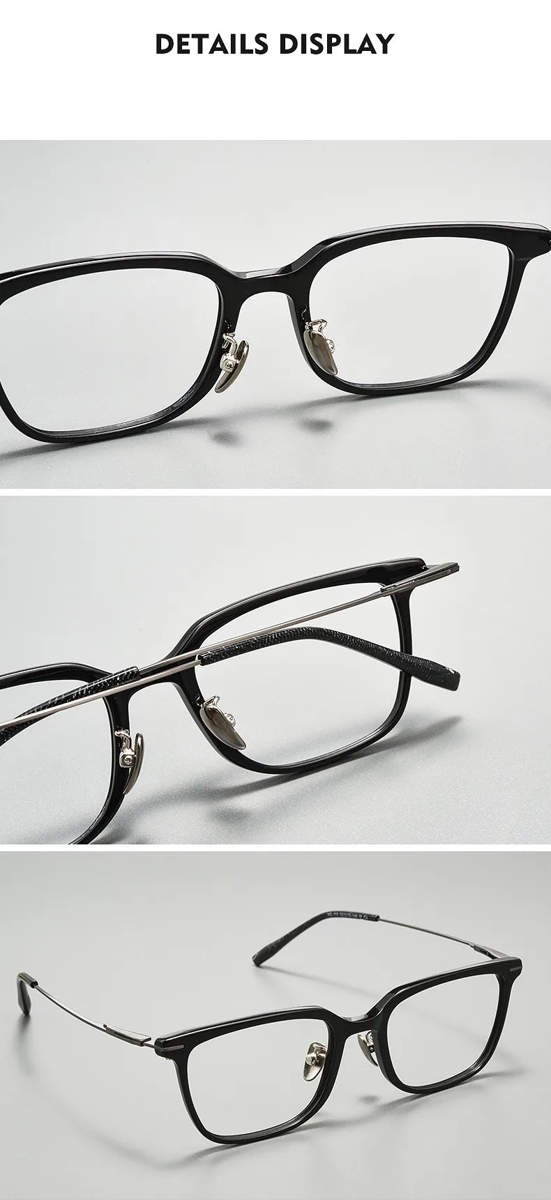 High Quality Luxury Glasses Ultra Light Pure Titanium Men's Eyeglass Frames High-Quality Acetate Prescription Eyeglass Frames