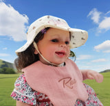 Embroidered Name Breathable Kids Wide Brim Sun Hat With Adustable Chin Strap Suitable For Summer And Beach