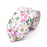 New Chic Floral Tie For Men Women 100% Cotton Beautiful Elegant Flower Necktie White Blue Narrow Skinny Wedding Casual Cravat