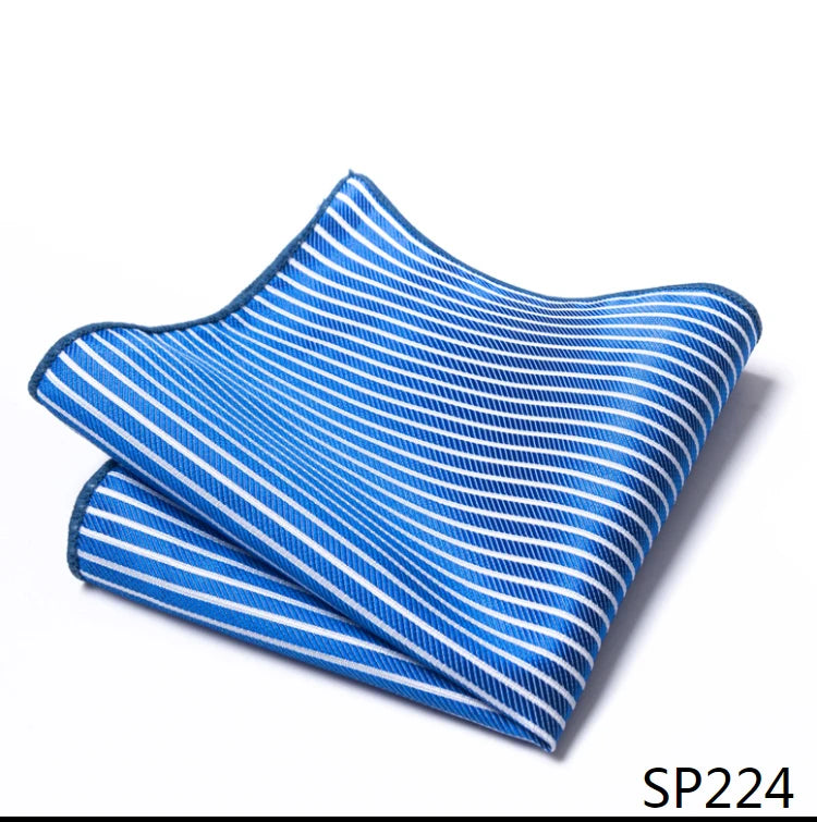 High Grade Brand Silk Kerchief Man Dark Blue Striped April Fool's Day Fit Formal Party Pocket Square Handkerchiefs Suit Hanky